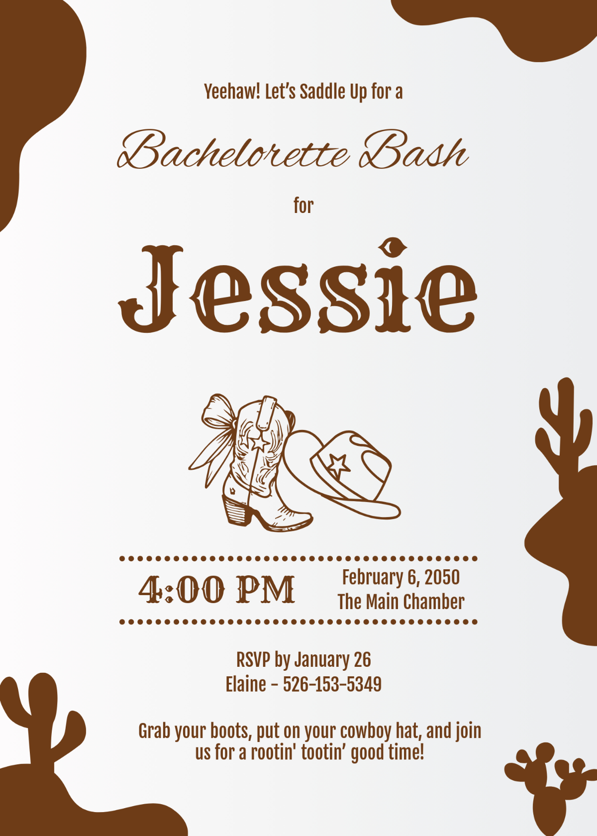 Free Cowgirl Bachelorette Invitation Template To Edit Online for Free Printable Cowgirl Birthday Invitations