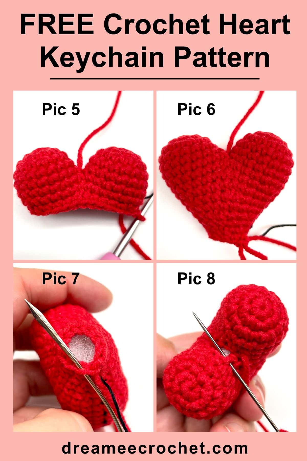 Free Crochet Heart Keychain Pattern: Easy Amigurumi Heart intended for FREE Printable Crochet Heart Patterns
