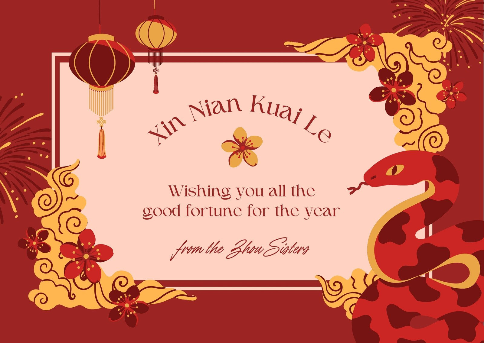 Free Custom Printable Chinese New Year Card Templates | Canva with Free Printable Chinese New Year Cards