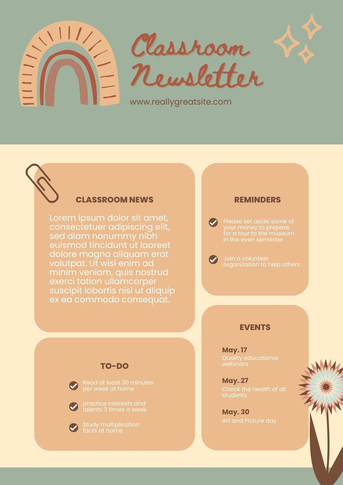 Free, Custom Printable Classroom Newsletter Templates | Canva regarding FREE Printable Classroom Newsletter Templates