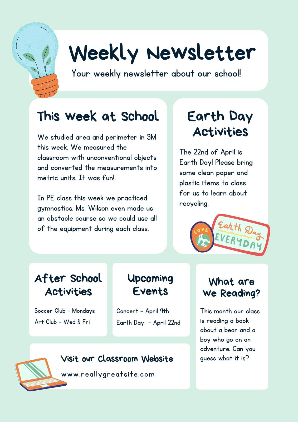 Free, Custom Printable Classroom Newsletter Templates | Canva within FREE Printable Classroom Newsletter Templates