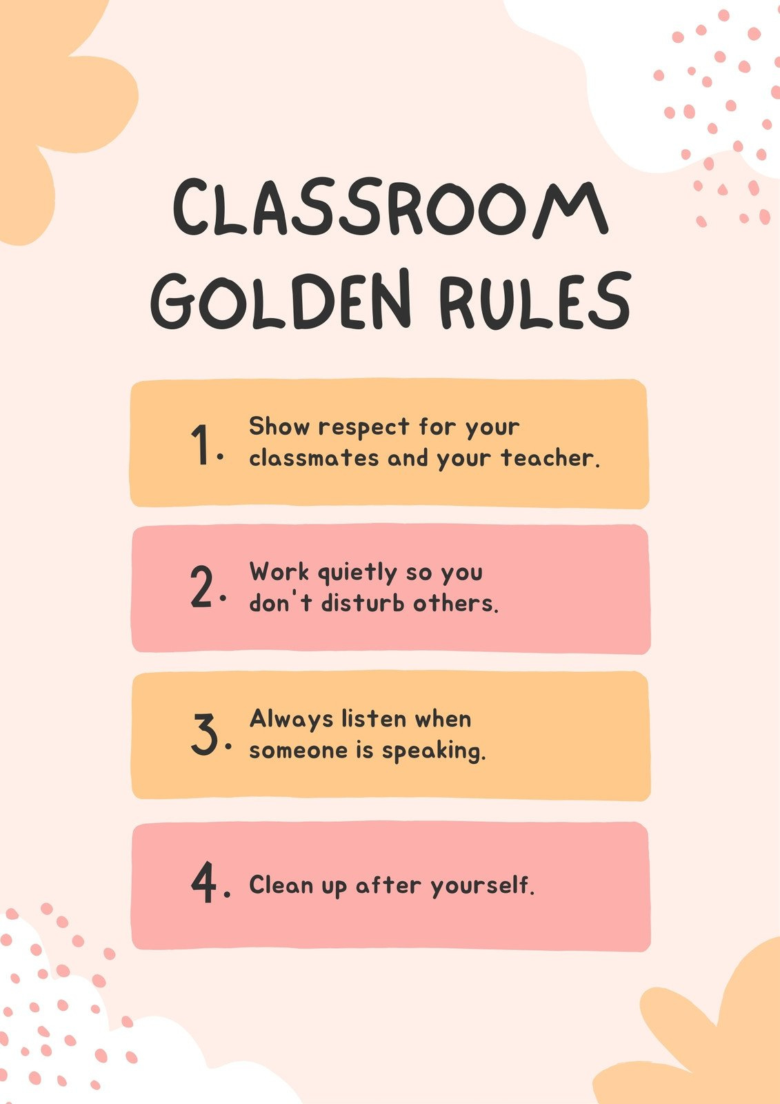Free Custom Printable Classroom Rules Poster Templates | Canva regarding FREE Printable Classroom Rules Clipart