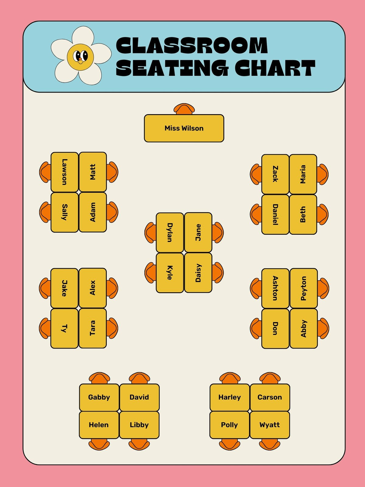 Free Custom Printable Seating Chart Templates | Canva with regard to Free Printable Classroom Seating Chart