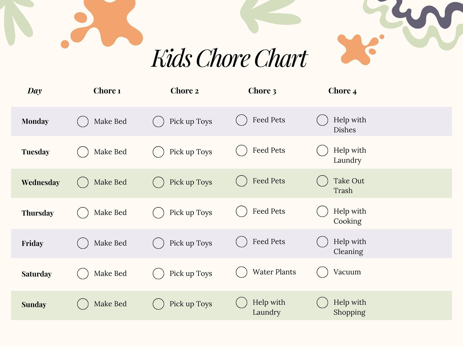 Free Customizable Chore Chart Templates To Print | Canva throughout Free Printable Chore Chart Ideas