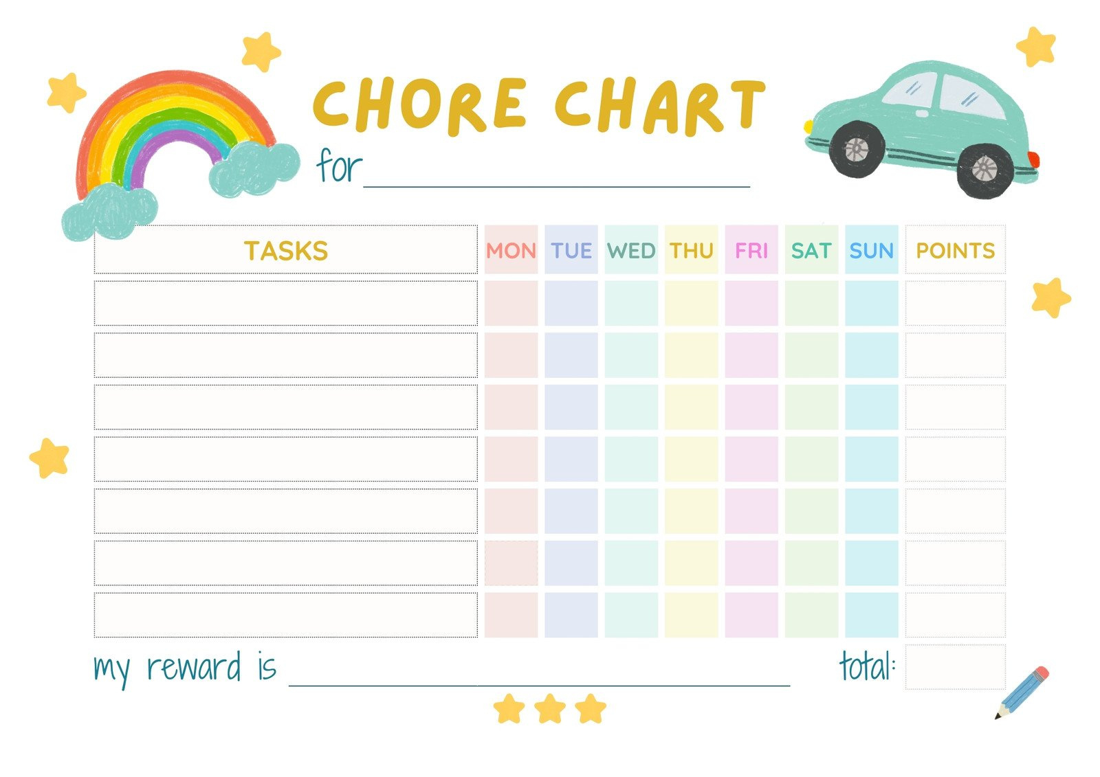 Free Customizable Chore Chart Templates To Print | Canva with Free Printable Chore Chart For Teens