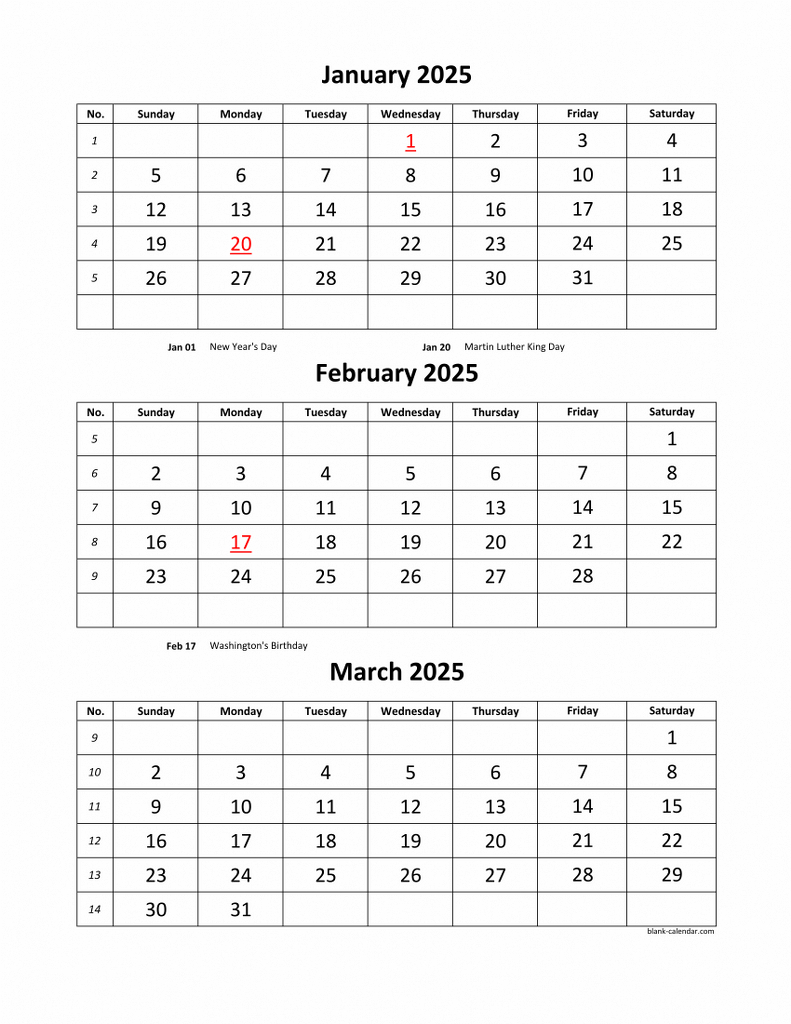 Free Download Printable Calendar 2025, 3 Months Per Page, 4 Pages in FREE Printable Calendar 2025 3 Months Per Page