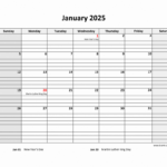 Free Download Printable Calendar 2025, Large Box Grid, Space For Notes regarding Free Printable Calendar With Grid Lines