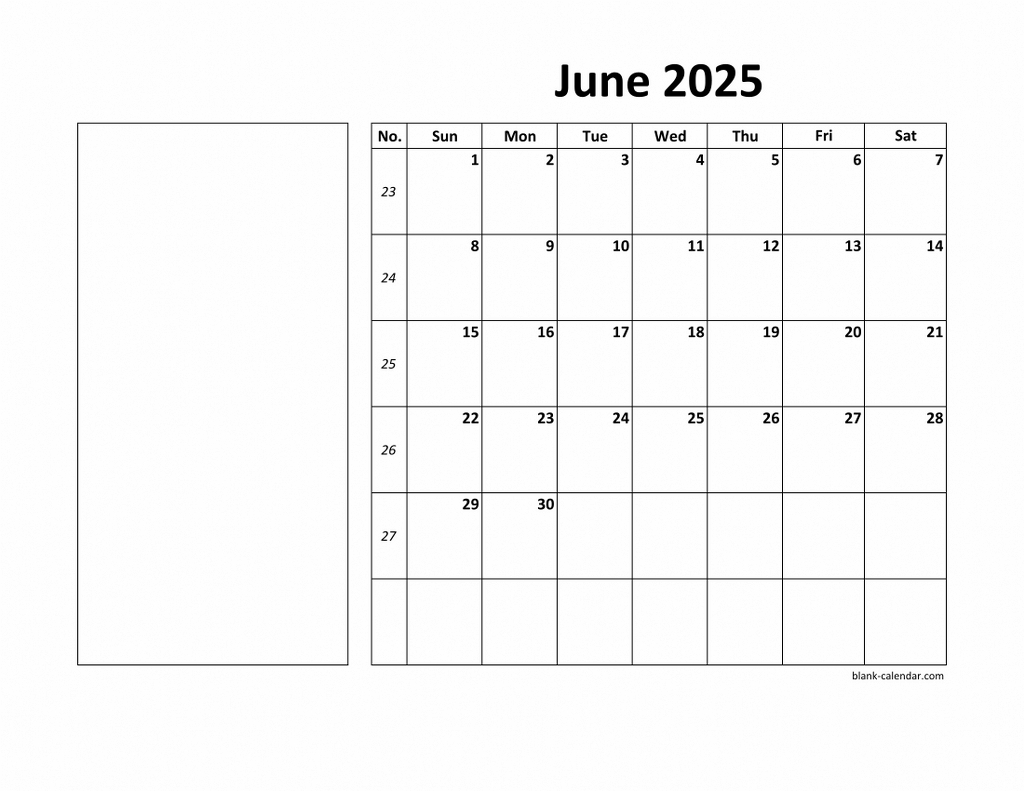 Free Download Printable June 2025 Calendar, Large Box, Holidays in FREE Printable Calendar with Large Boxes 2025