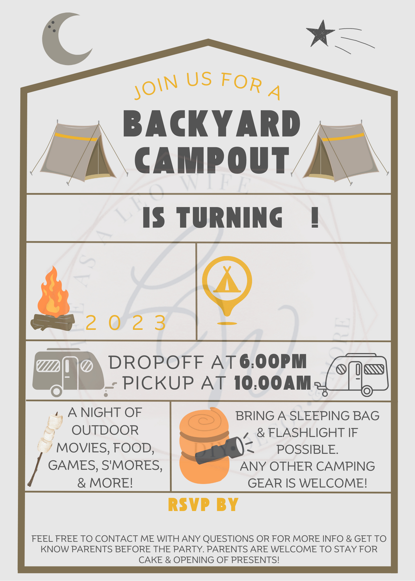Free E-Vite Or Printable Backyard Campout Birthday Invitation with Free Printable Camping Birthday Party Invitations
