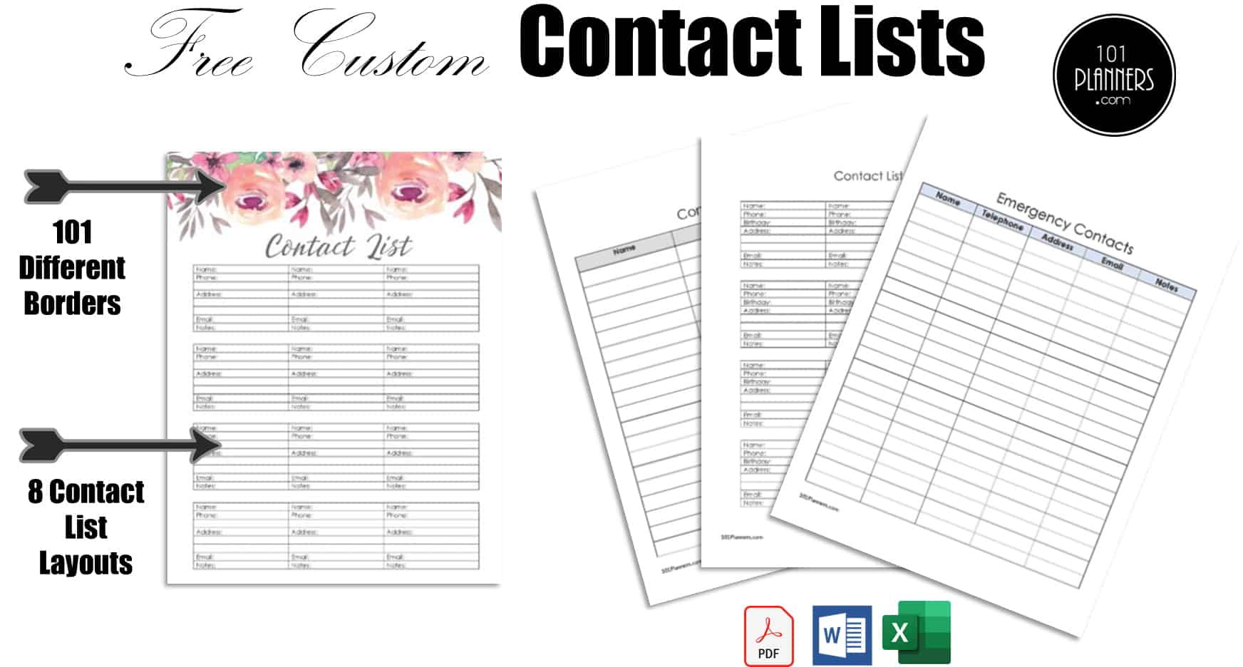 Free Editable Contact List Template | Pdf, Word, Image, Excel in Free Printable Contact Information Sheet
