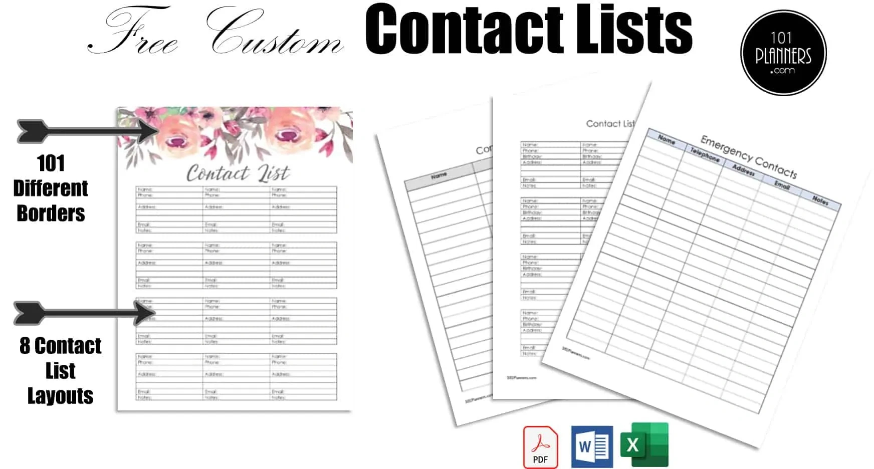 Free Editable Contact List Template | Pdf, Word, Image, Excel with Free Printable Contact List Template