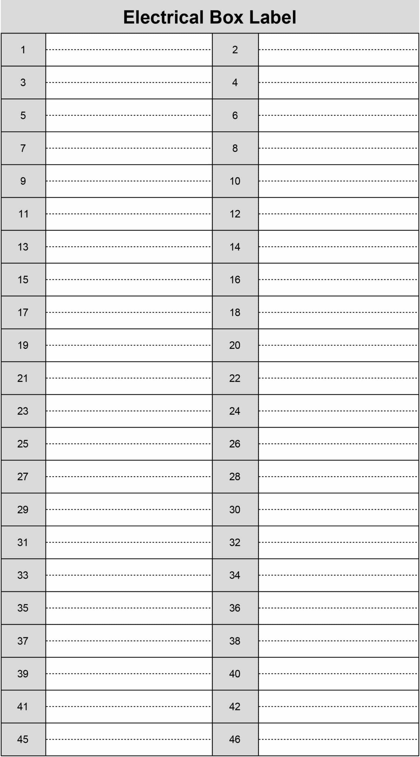 Free Electrical Panel Labeling Templates: Print Breaker Box And with regard to Free Printable Circuit Breaker Panel Labels