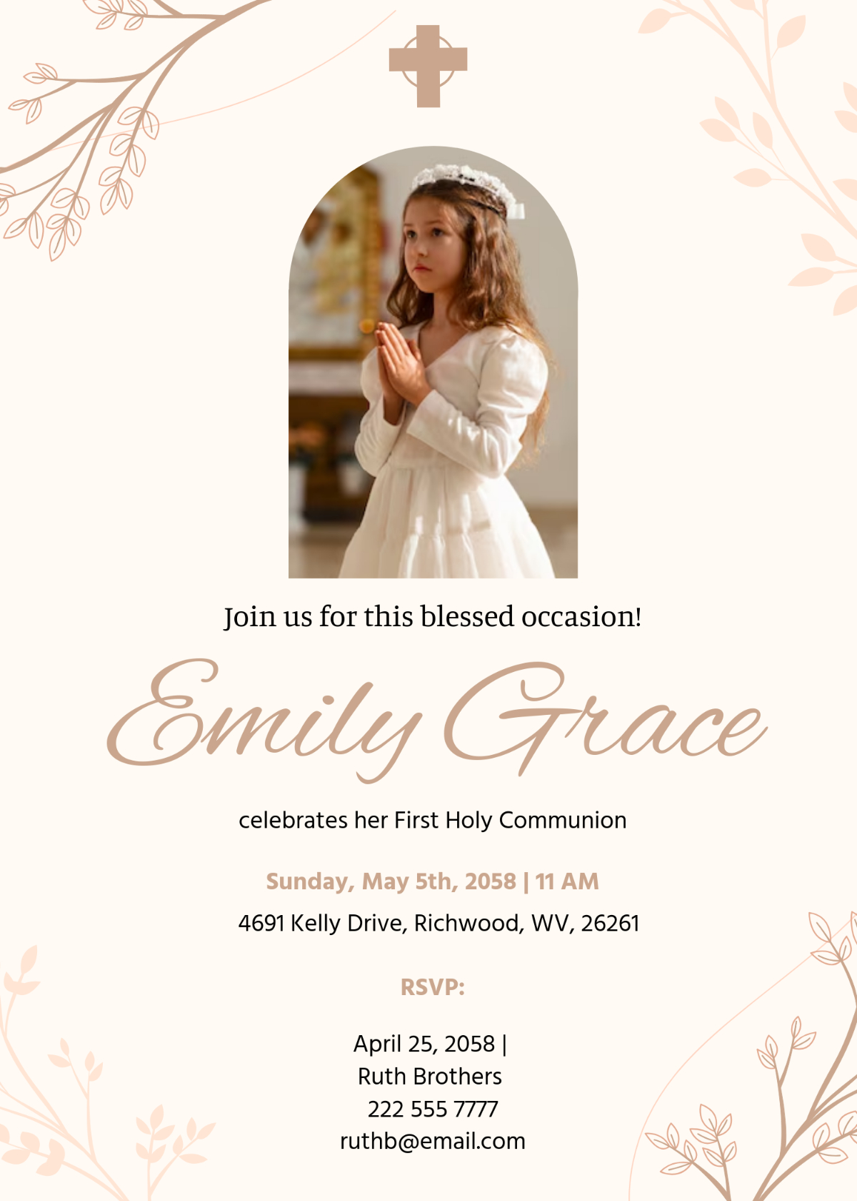 Free First Communion Invitation Templates, Editable And Printable pertaining to Free Printable Catholic First Communion Cards