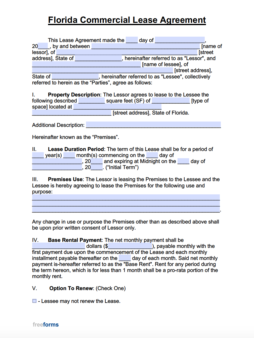 Free Florida Commercial Lease Agreement Template | Pdf | Word with FREE Printable Commercial Lease Agreement Florida
