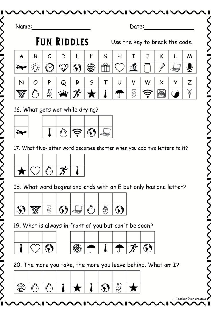 Free Fun Learning Printable: Fun Riddles Code Breaker in FREE Printable Code Breaker Worksheets