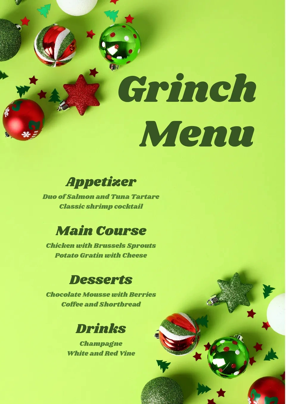 Free Grinch Menu Template For Google Docs inside FREE Printable Christmas Dinner Menu