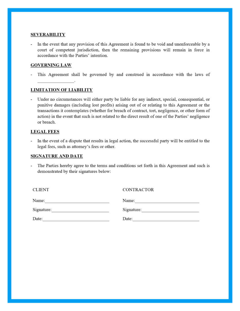 Free Independent Contractor Agreement For Download with regard to Free Printable Contracts For Contractors