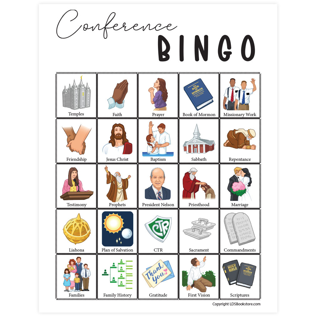 Free Lds General Conference Bingo Printable Activity For Kids for FREE Printable Church Bingo Cards