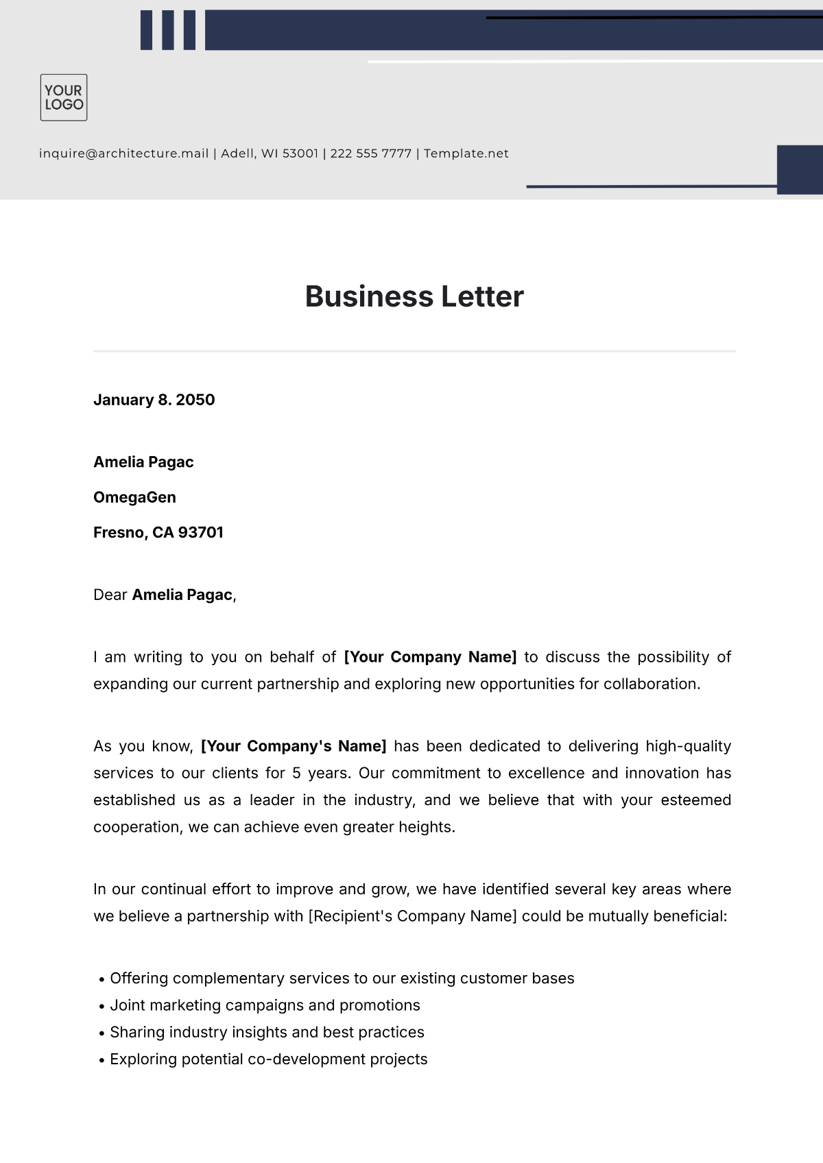Free Letter Templates, Editable And Printable inside FREE Printable Business Letter Template