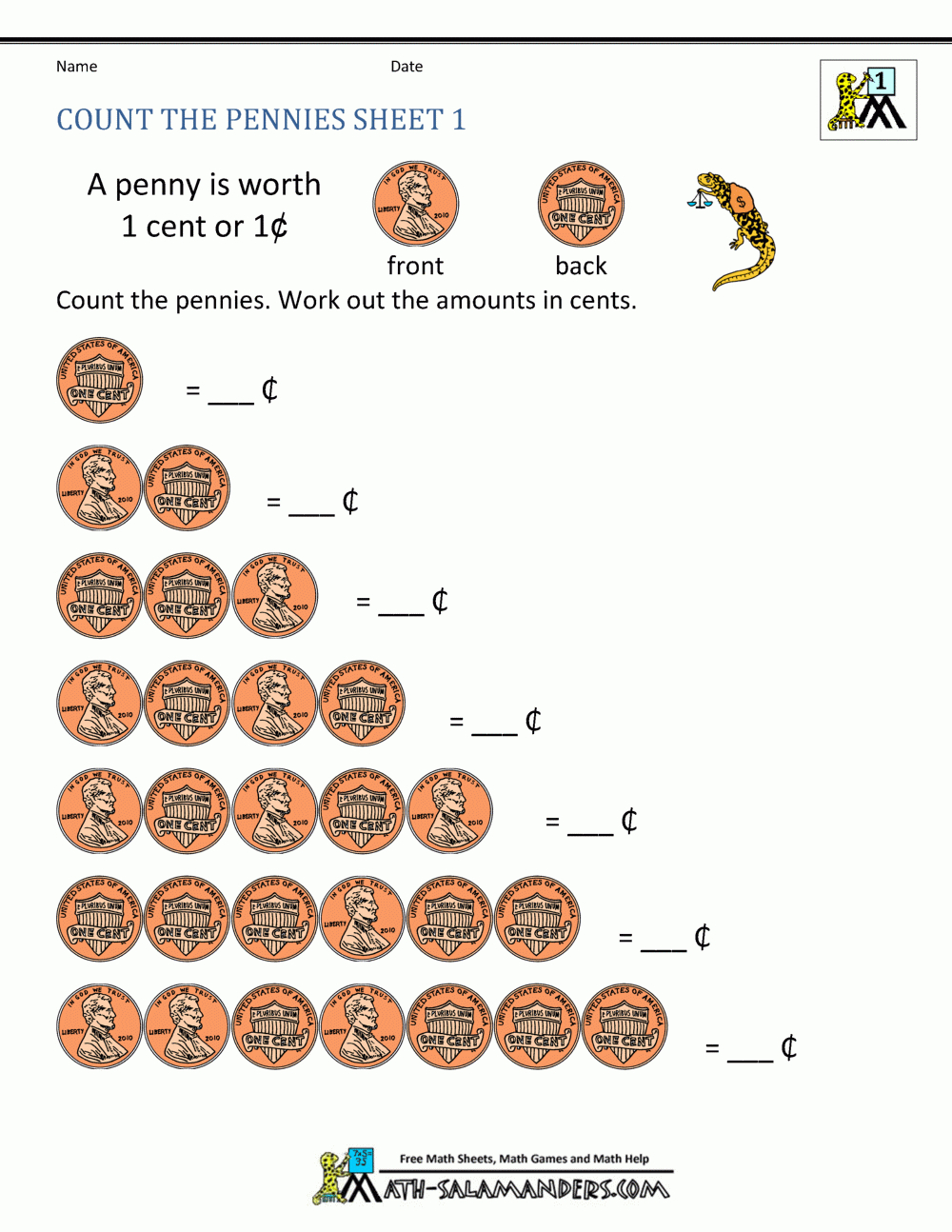 Free Math Money Worksheets 1St Grade throughout FREE Printable Coin Value Worksheets