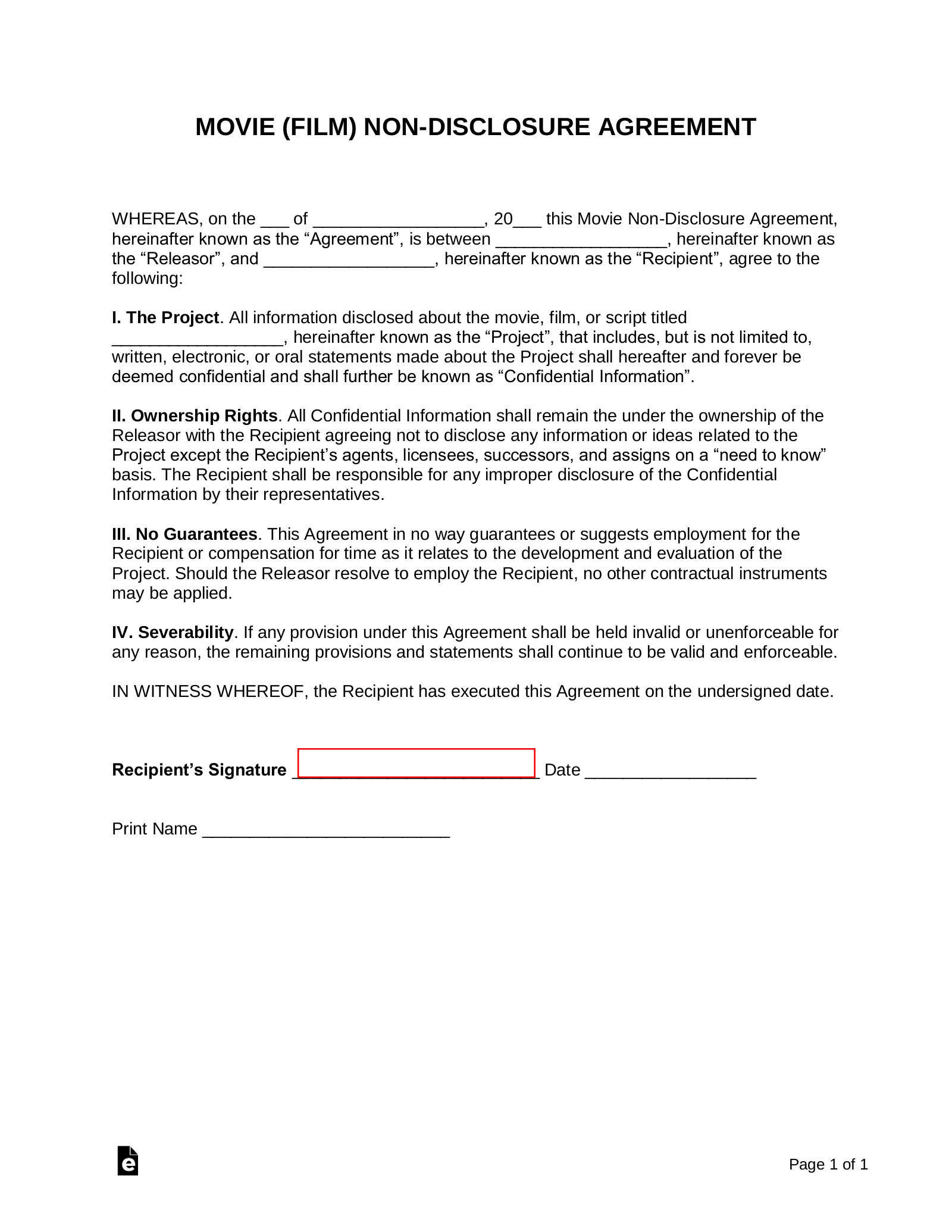 Free Non-Disclosure Agreement (Nda) Templates (21) - Pdf | Word throughout FREE Printable Confidentiality Agreement Form