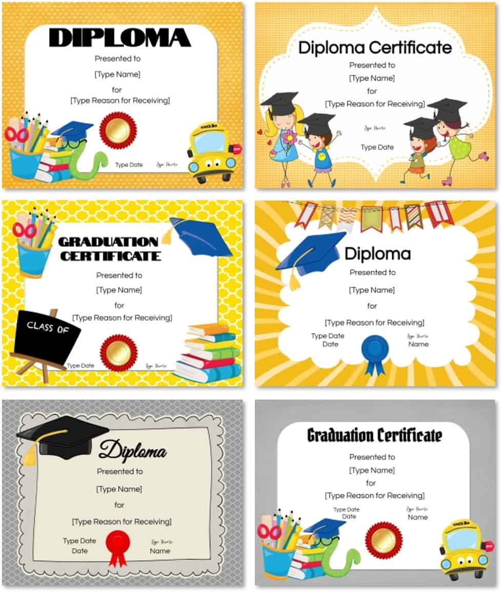 Free Preschool And Kindergarten Graduation Certificate Templates throughout FREE Printable Certificates For Preschool