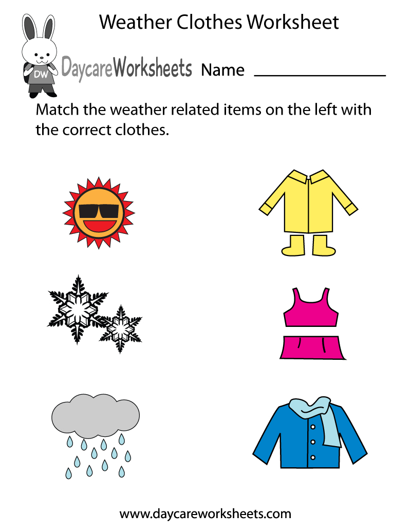 Free Preschool Weather Clothes Worksheet regarding FREE Printable Clothes Worksheet For Preschool