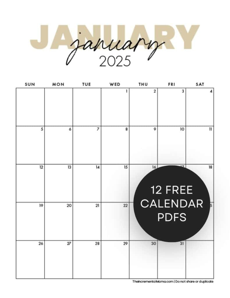 Free Printable 2025 Monthly Calendar (January - December Pdfs regarding FREE Printable Calendar 2025