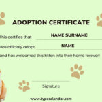 Free Printable Adoption Certificate Templates [Pdf] Pet, Animal intended for FREE Printable Cat Adoption Certificate