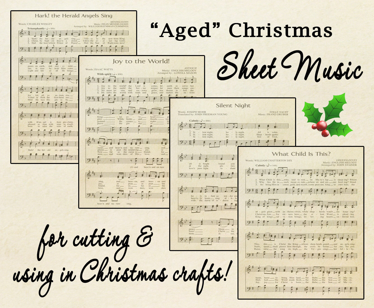 Free Printable “Aged” Music Sheets | Celebrating Holidays in FREE Printable Christmas Hymns Sheet Music