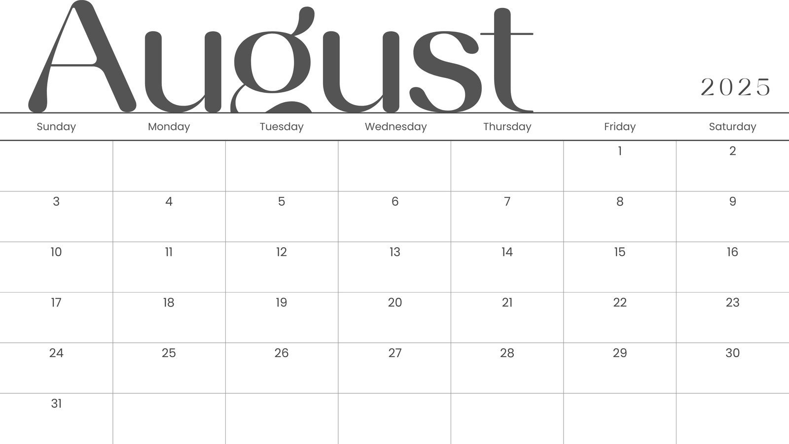 Free Printable August 2025 Calendar Templates | Canva in Free Printable Calendar August 2025