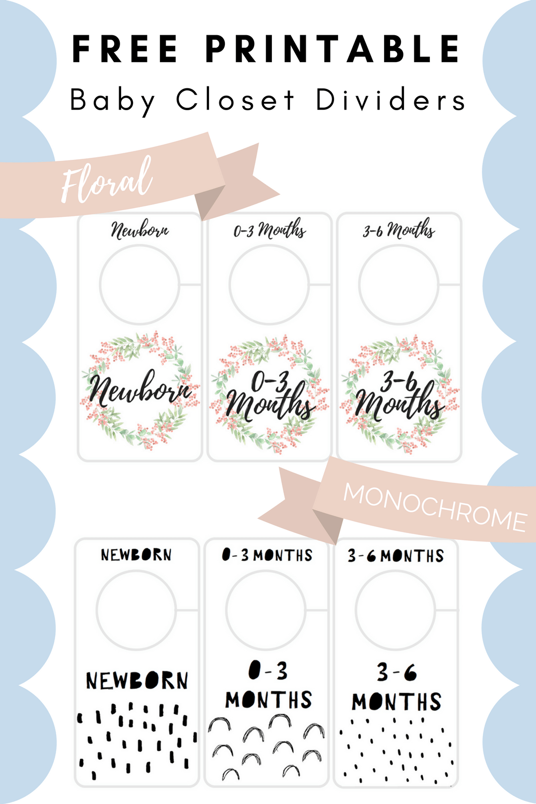 Free Printable Baby Closet Dividers Preemie To 24 Months - 2 Styles pertaining to FREE Printable Closet Divider Template