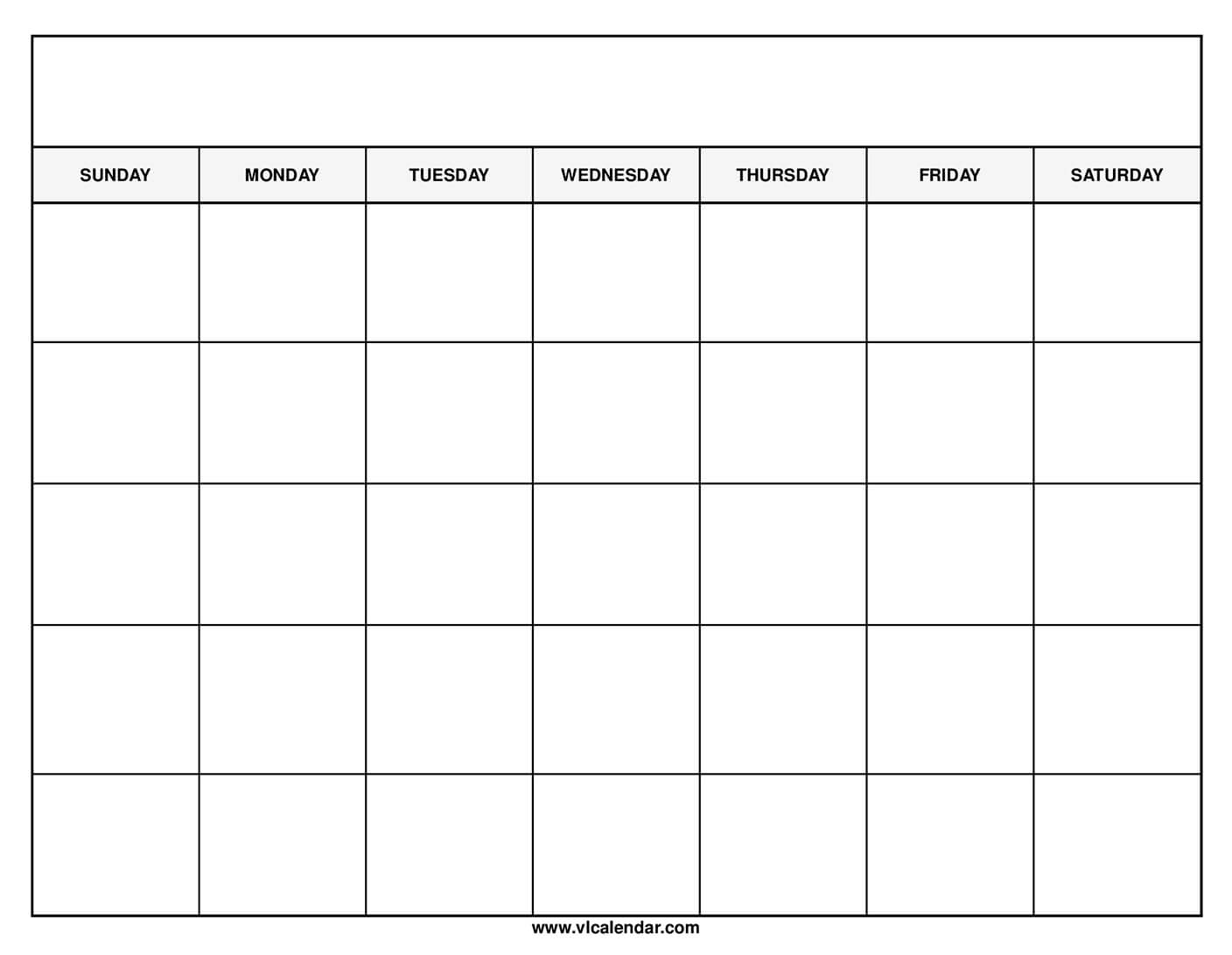 Free Printable Blank Calendar Template for FREE Printable Calendar Templates No Download