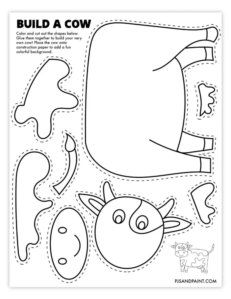 Free Printable Build A Cow Craft - Pjs And Paint with FREE Printable Cow Print Paper