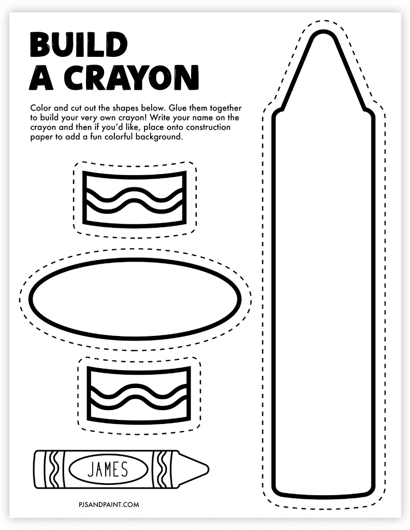 Free Printable Build A Crayon Craft - Pjs And Paint throughout FREE Printable Crayola Crayon Template