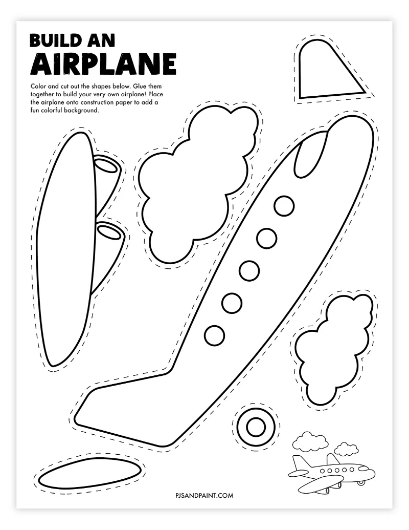 Free Printable Build An Airplane Craft - Pjs And Paint intended for FREE Printable Cardboard Airplane Template