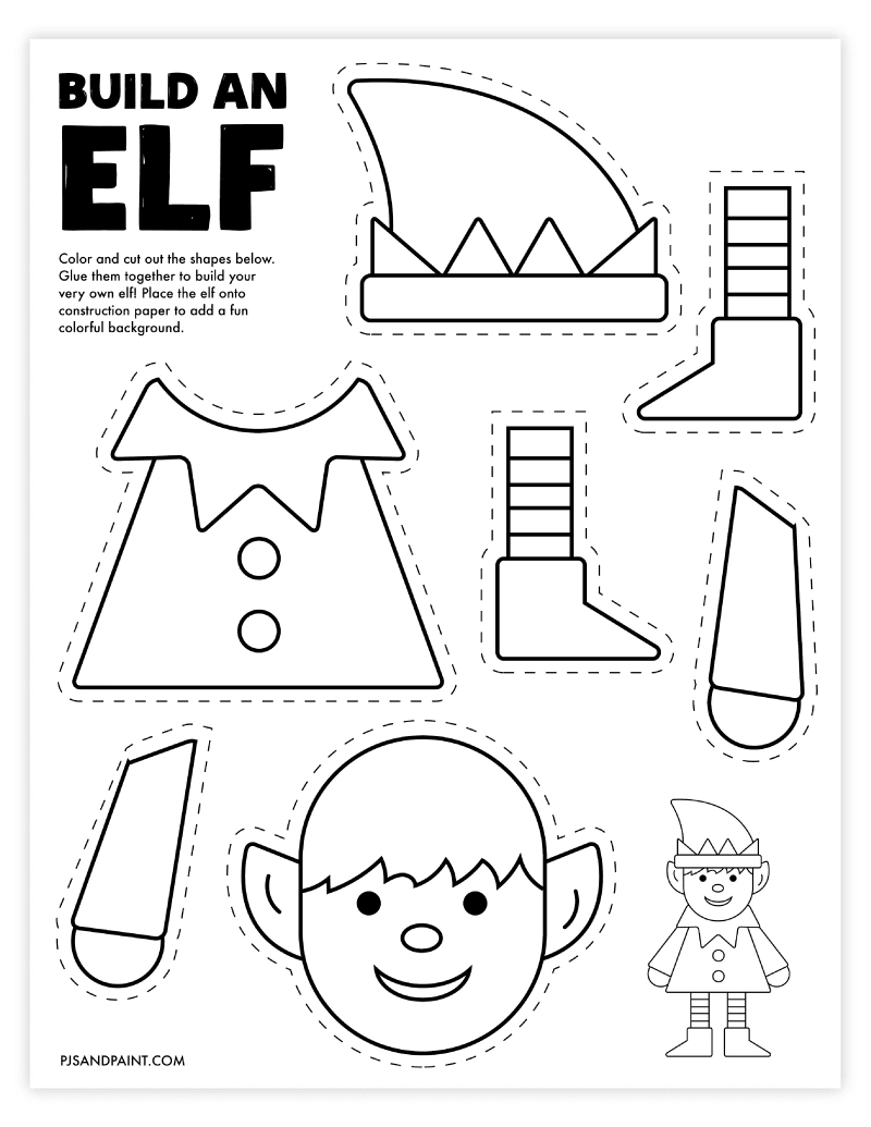 Free Printable Build An Elf Craft - Pjs And Paint within Free Printable Christmas Elf Template