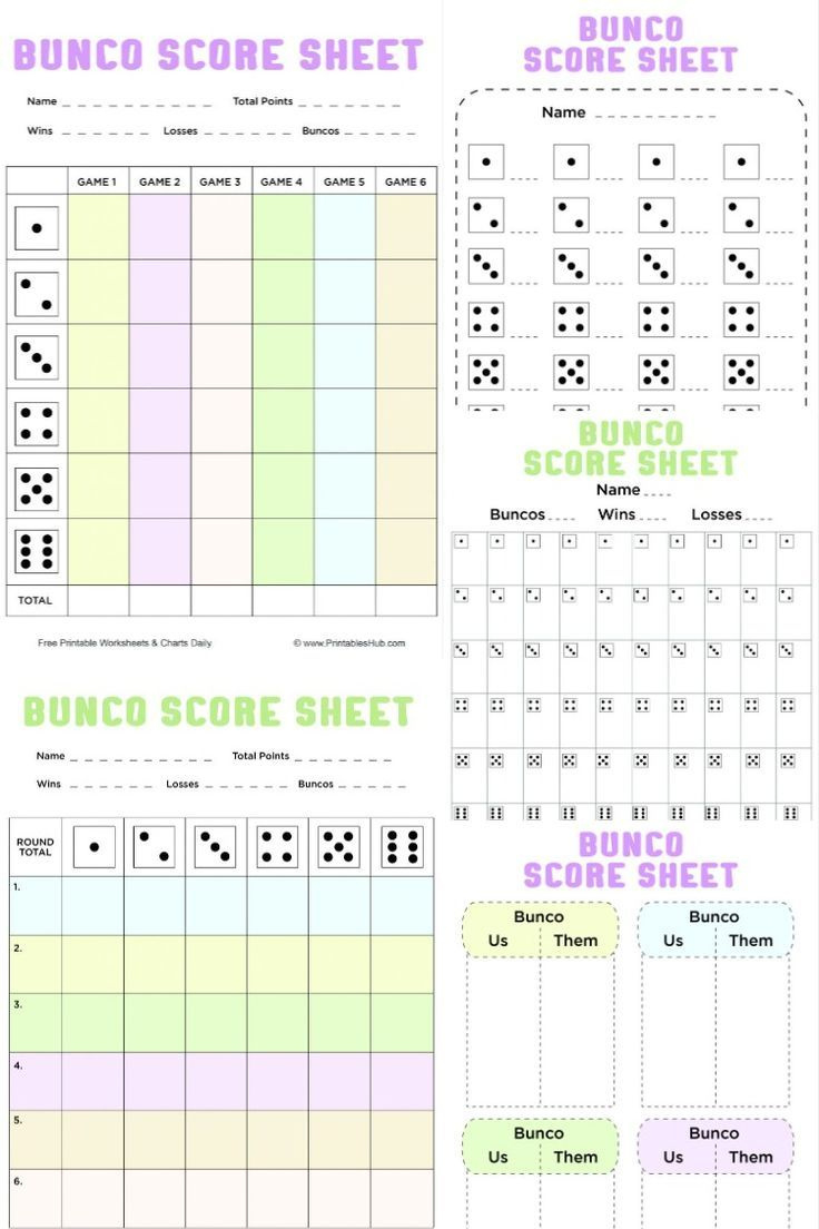 Free Printable Bunco Score Sheets + Table Tally Sheet [Pdf Included] in FREE Printable Bunco Tally Sheets