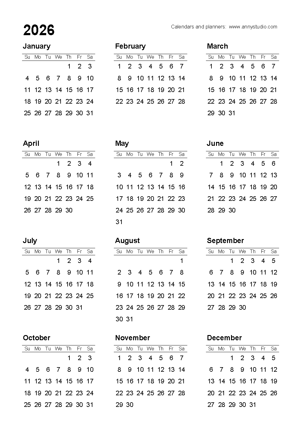 Free Printable Calendars And Planners 2025, 2026 And 2027 for Free Printable Calendar 25-26