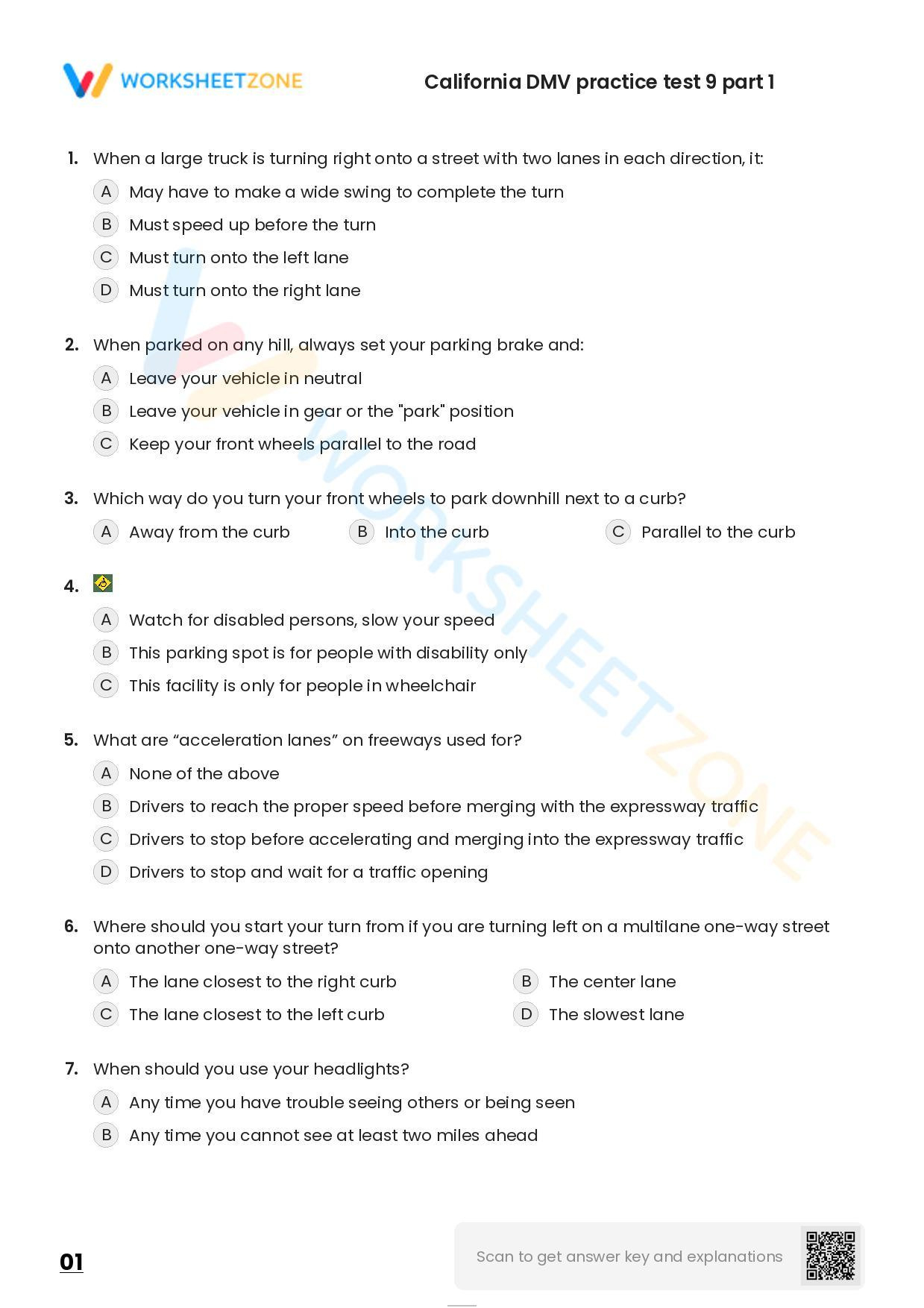 Free Printable California Dmv Practice Test 9 Part 1 pertaining to FREE Printable California Dmv Practice Test