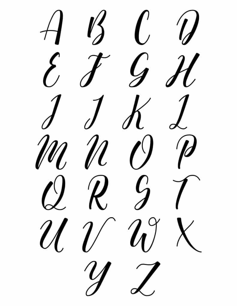 Free Printable Calligraphy Set For Beginners regarding Free Printable Calligraphy Alphabet Letters