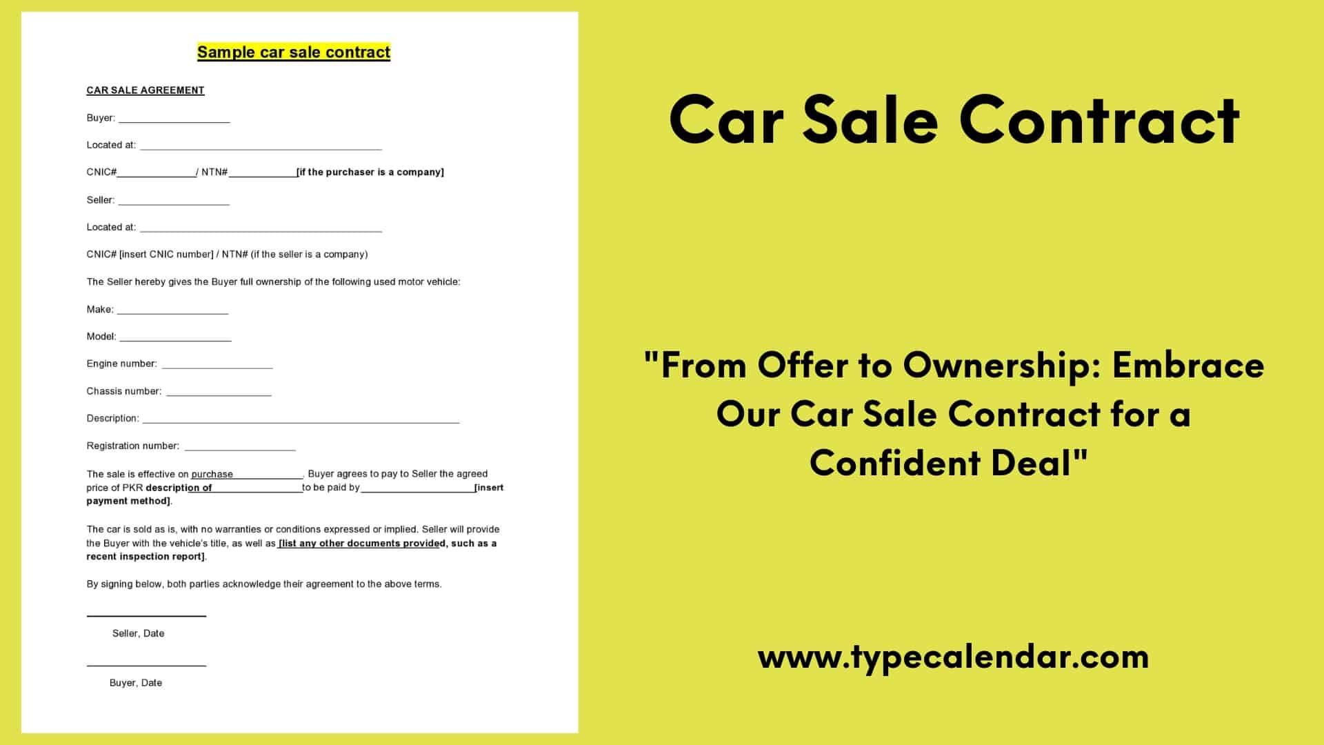 Free Printable Car Sale Contract Templates [Excel, Word, Pdf] for Free Printable Car Payment Agreement Template