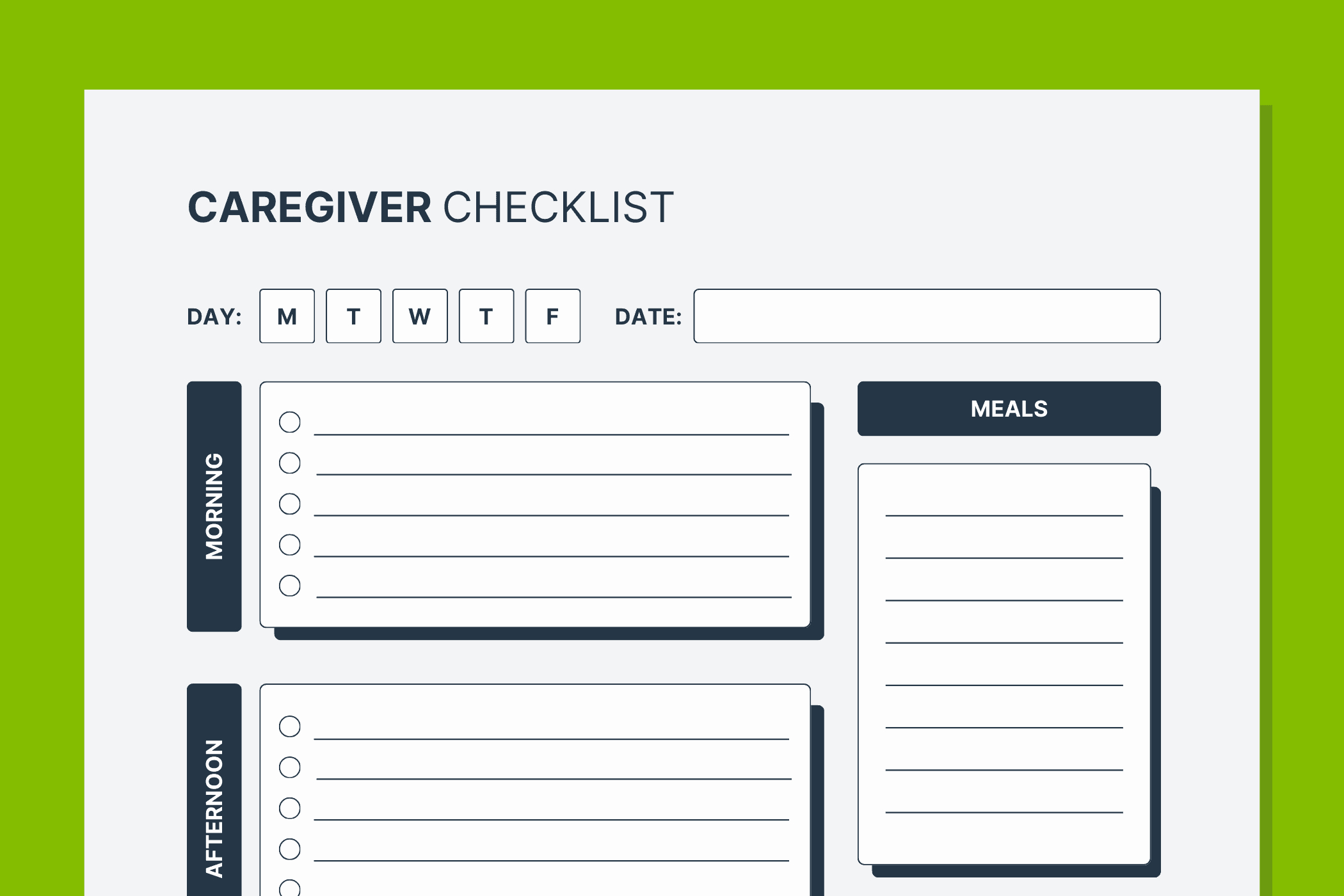 Free Printable Caregiver Daily Checklist Template intended for FREE Printable Caregiver Forms For Elderly