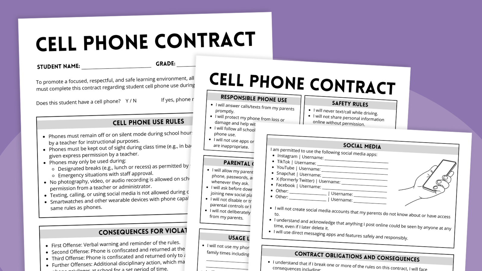 Free Printable Cell Phone Contracts For Teens pertaining to FREE Printable Cell Phone Contract For Tweens