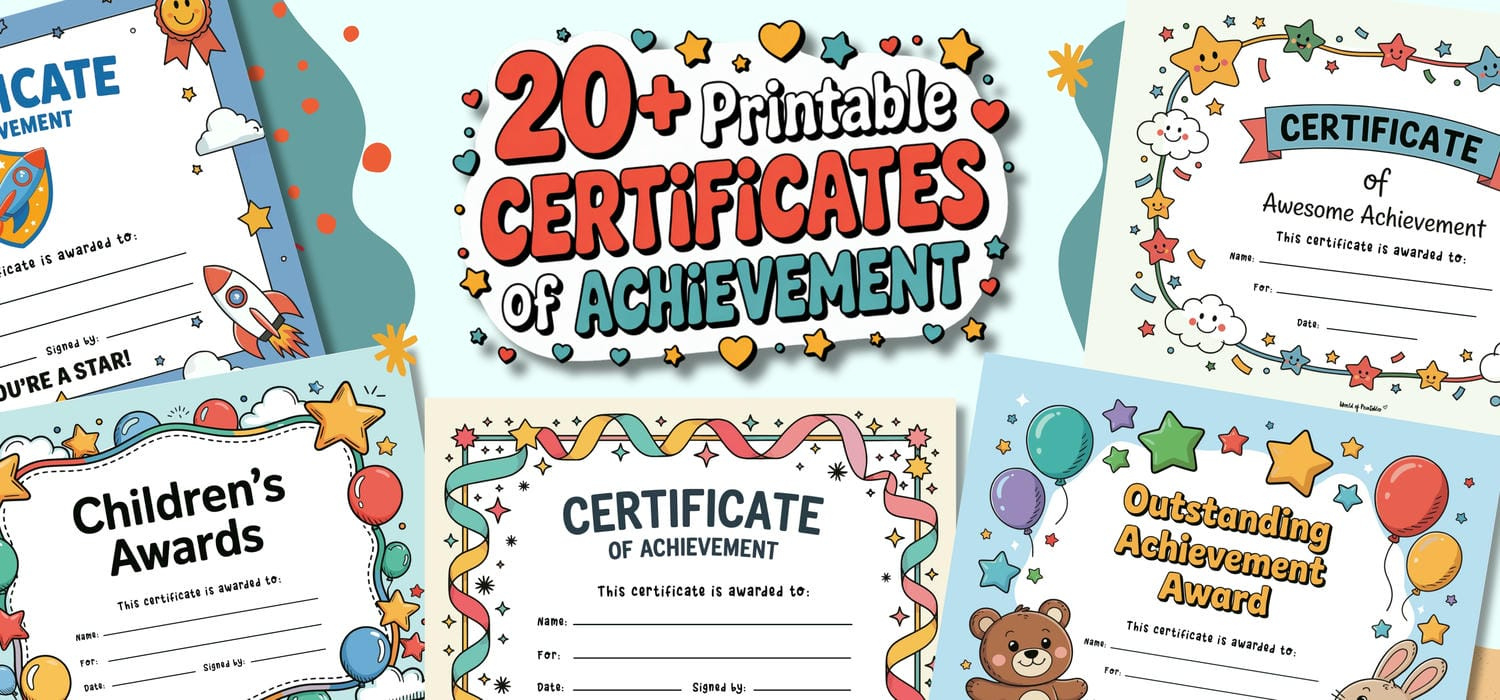 Free Printable Certificate Of Achievement Templates For Kids with Free Printable Certificates Of Achievement For Students
