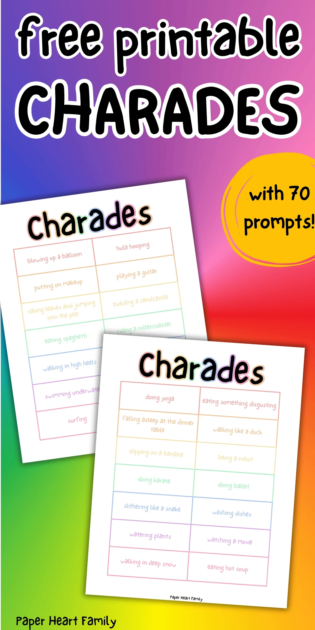 Free Printable Charades Game That&amp;#039;S Perfect For Kids Of All Ages with regard to Free Printable Charades For Family