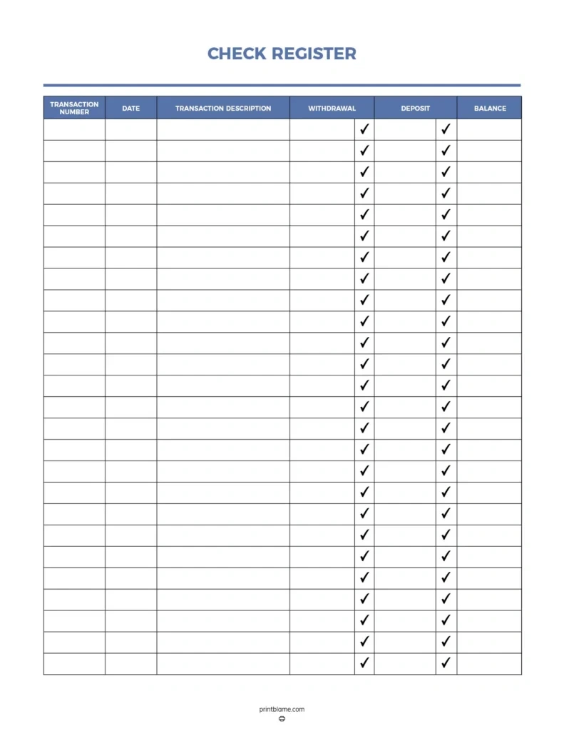 Free Printable Check Registers - 28 Checkbook Ledger Pdfs within FREE Printable Check Register For Students
