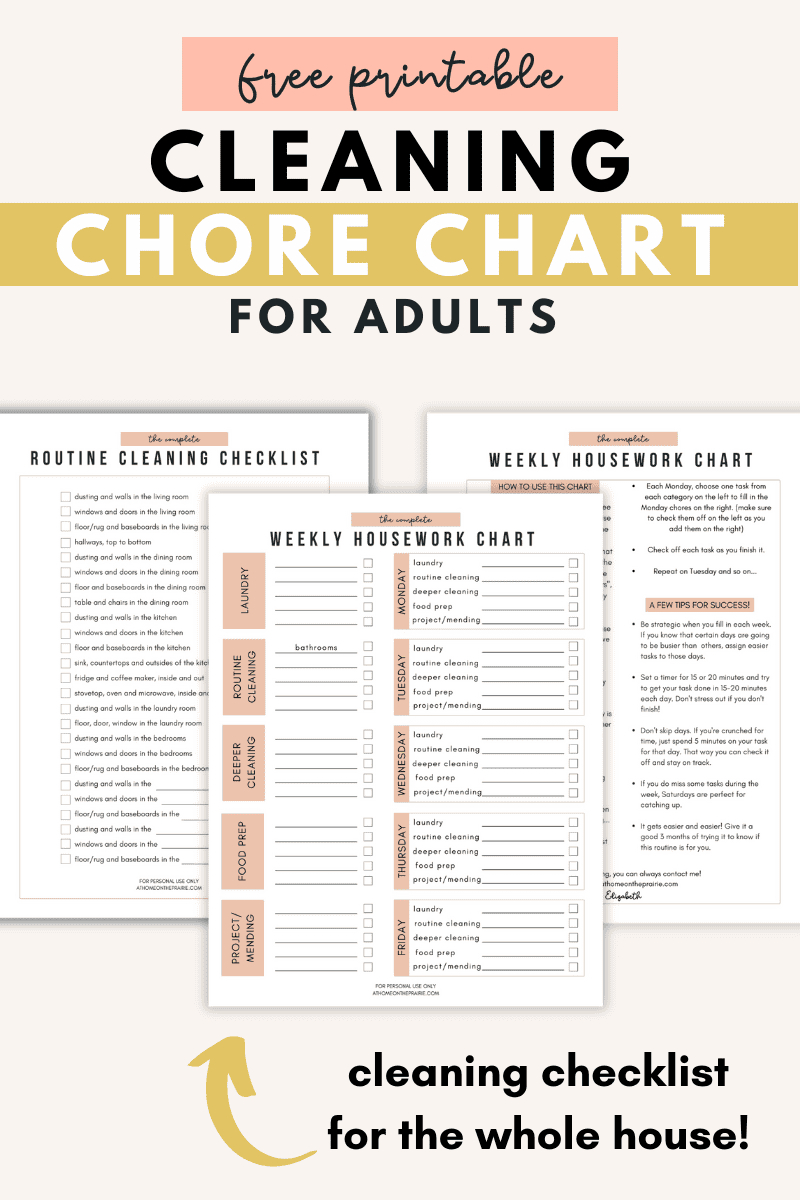 Free Printable Chore Chart For Adults (And Cleaning Checklist) intended for Free Printable Chore Chart For Adults