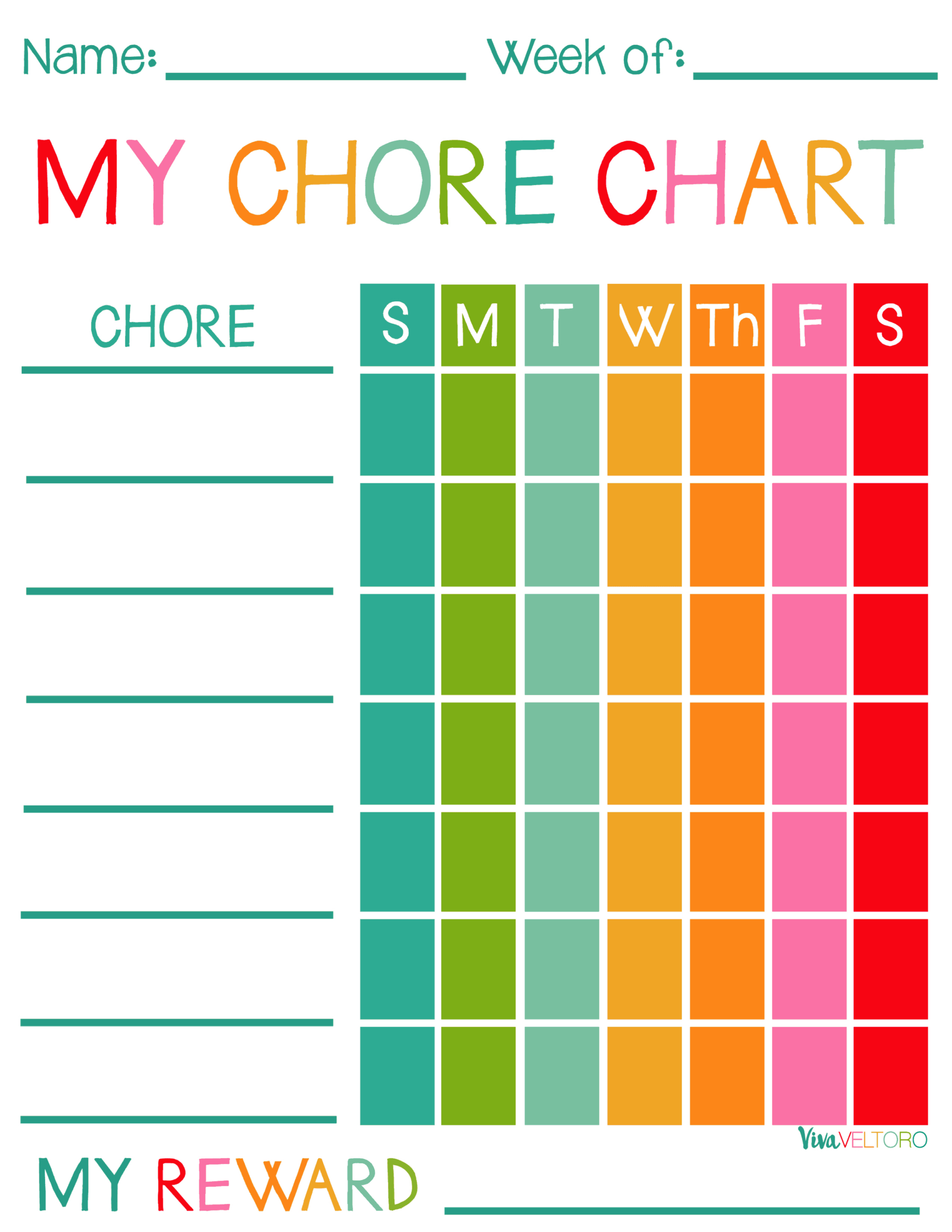 Free Printable Chore Charts For Kids! - Viva Veltoro regarding FREE Printable Chore Charts For Teens