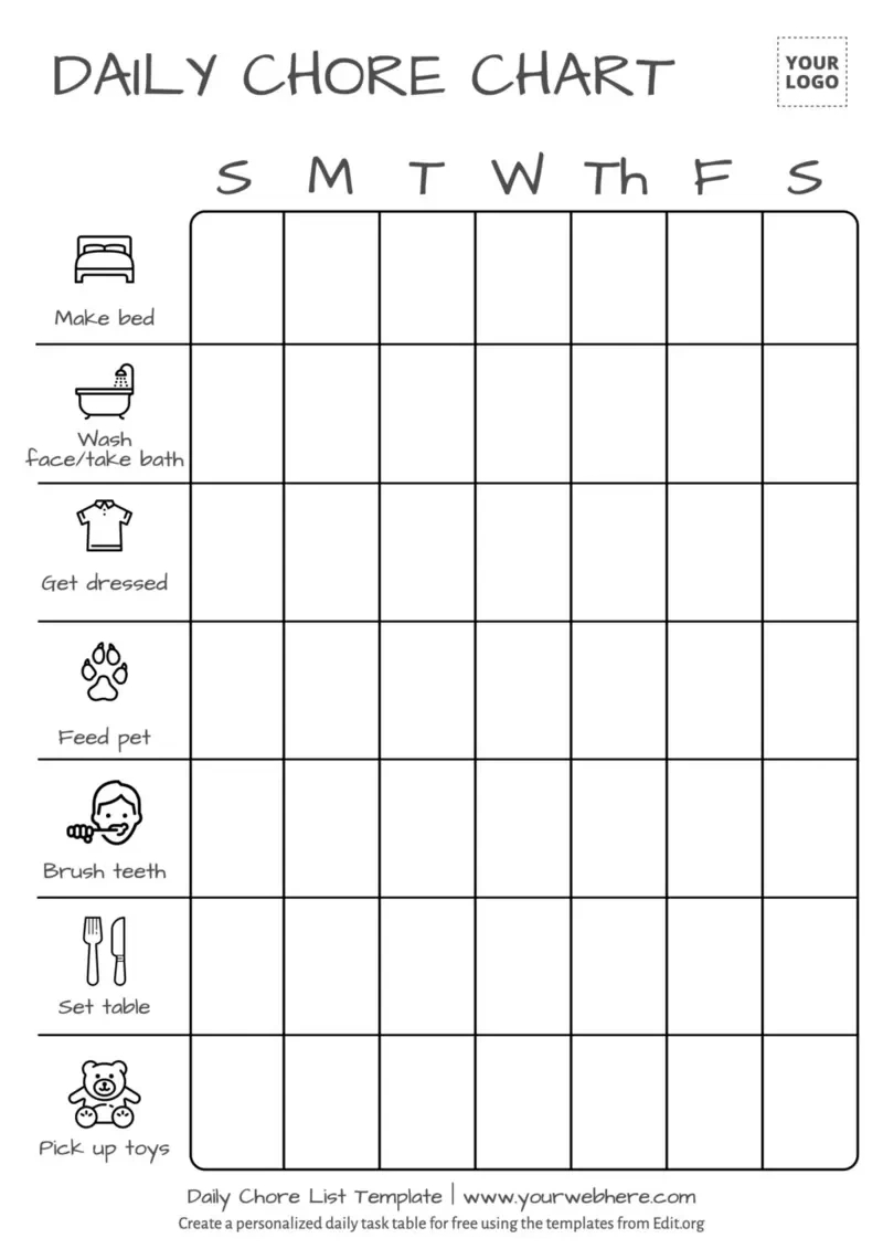 Free Printable Chore List Templates with regard to FREE Printable Charts and Checklists